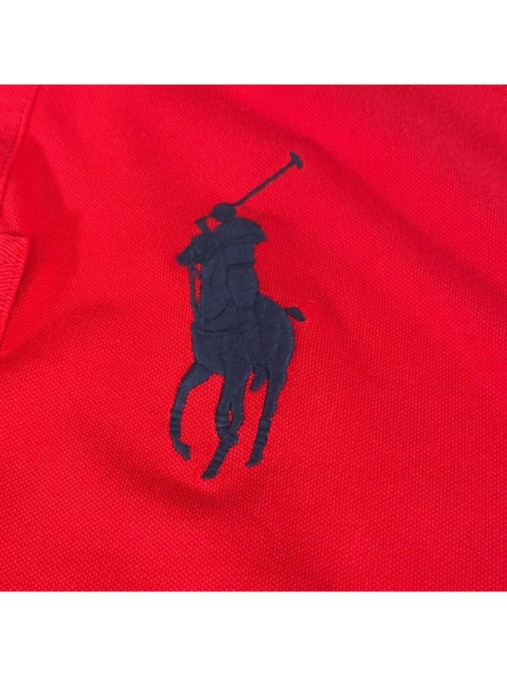 Ralph Lauren POLO Shirt Red w Blue BIG PONY 3 Mens Size LARGE